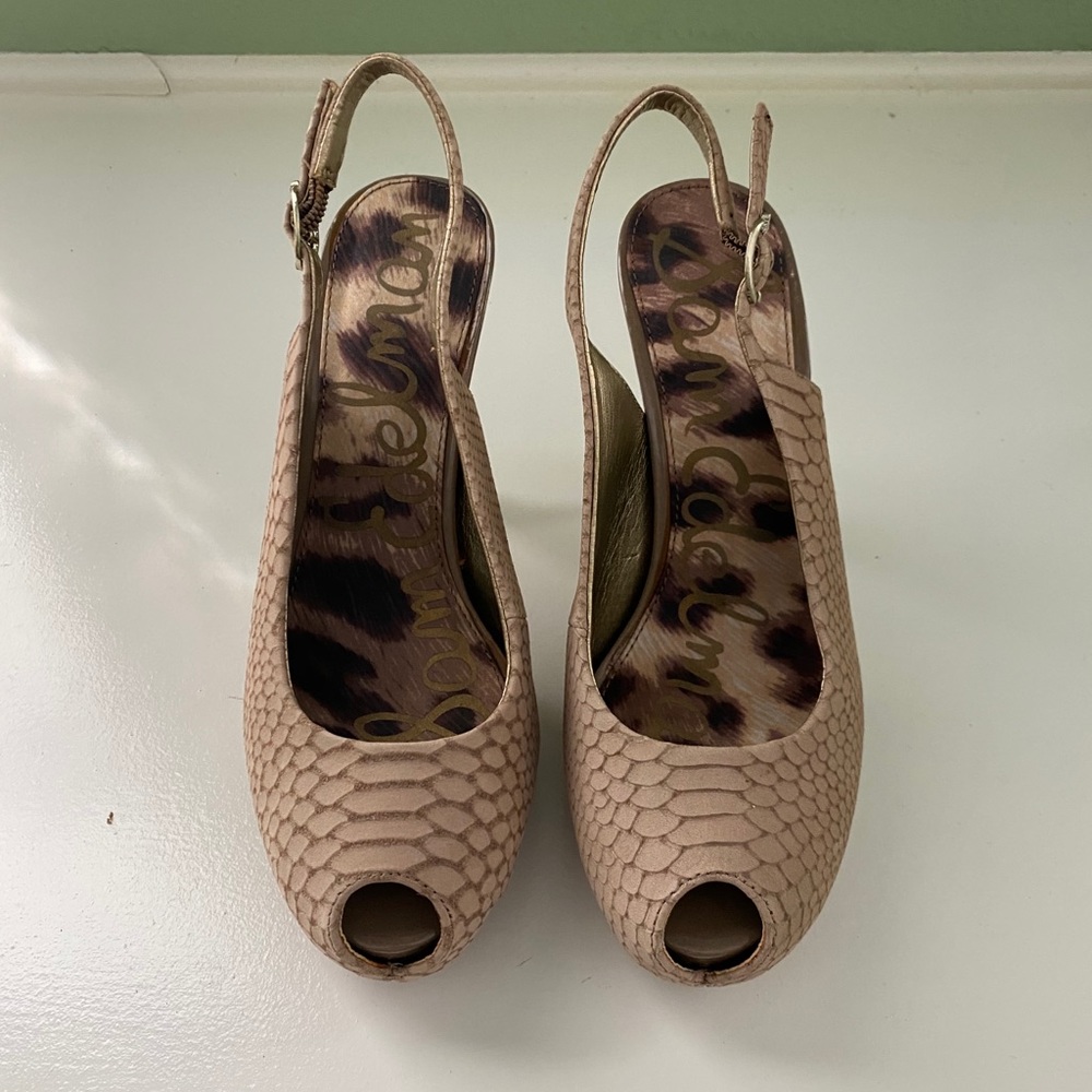 Sam Edelman Evelyn Snakeskin Peep-Toe Pumps